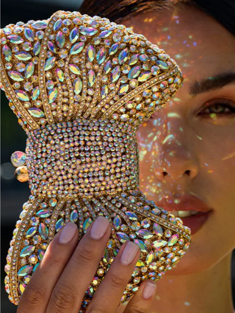 Verano Hill Crystal Bow Phone Case – Iridescent Gold BNNT